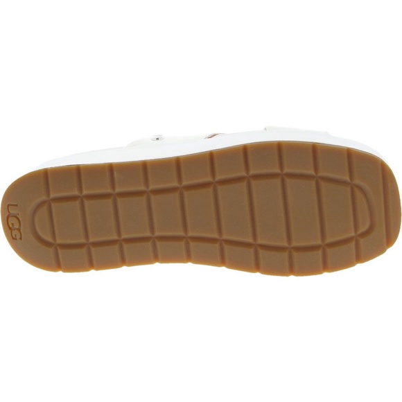 UGG Emily Slide Cross Strap Sandals White Patent Leather Platform Slip On 7.5 - Picture 5 of 12